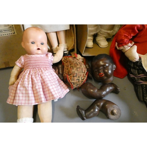 62 - Five vintage dolls, including two in original boxes (one by Lord Roberts Memorial Workshops), an AM ... 