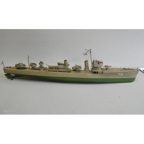 693 - A British torpedo boat of wood and metal construction, no power source but appears to have had an el... 