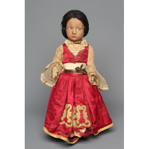 71 - A pre-war Lenci girl doll, with sideways glancing eyes, felt body, bent arms, straight legs and orig... 