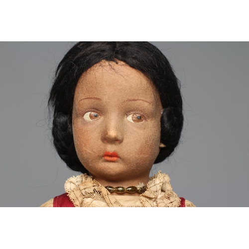 71 - A pre-war Lenci girl doll, with sideways glancing eyes, felt body, bent arms, straight legs and orig... 
