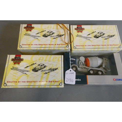 794 - Four diecast vehicles by Matchbox and Corgi including cement mixer, all items boxed