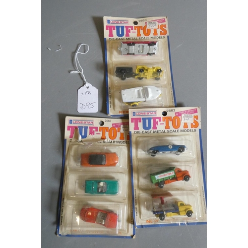 795 - Lone Star Tuf-Tots in clear three models packs comprising set Nos. 2560, 2562 and 2563. Packing fair... 