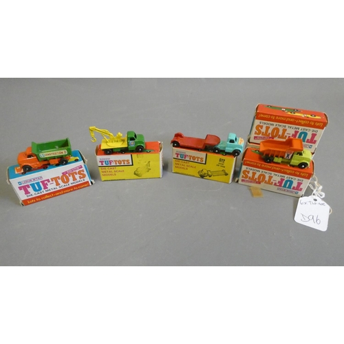 796 - Six Lone Star Tuf-Tots vehicles comprising 606 tow truck, three 697 dump trucks, 610 construction tr... 