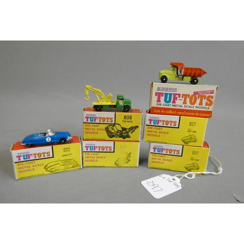 797 - Six Lone Star Tuf-Tots vehicles comprising 602 Citroen DS, two 606 tow trucks and three 607 dump tru... 