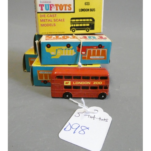 798 - Five Lone Star Tuf-Tots 623 London Buses, all items boxed, excellent