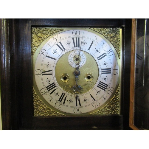 927 - ANTIQUE OAK CASED LONGCASE CLOCK WITH PENDULUM AND WEIGHT