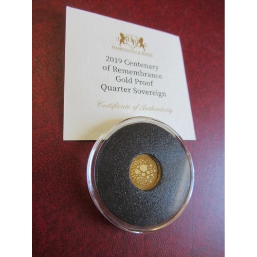 238 - 22CT GOLD ALDERNEY 2019 POPPY DESIGN QUARTER SOVEREIGN - 1.99G