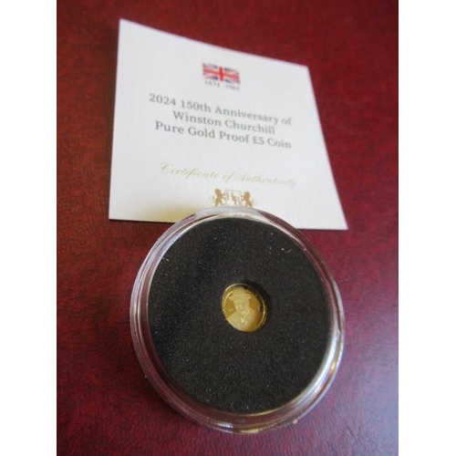 239 - 24CT GOLD 2024 WINSTON CHURCHILL FIVE POUND COIN - 0.5G