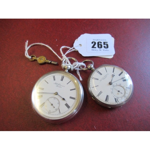 265 - TWO SILVER CASED POCKET WATCHES