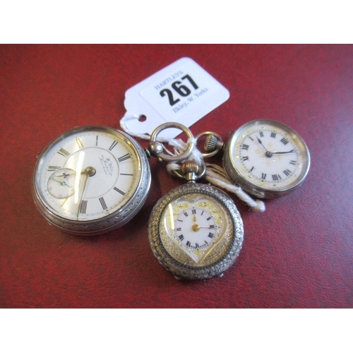 267 - THREE SILVER CASED POCKET WATCHES