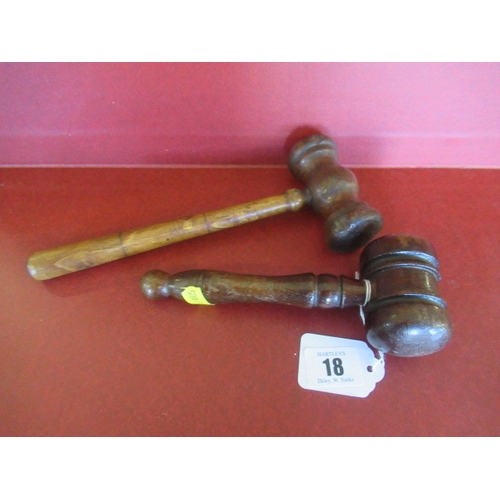 18 - TWO VINTAGE GAVELS