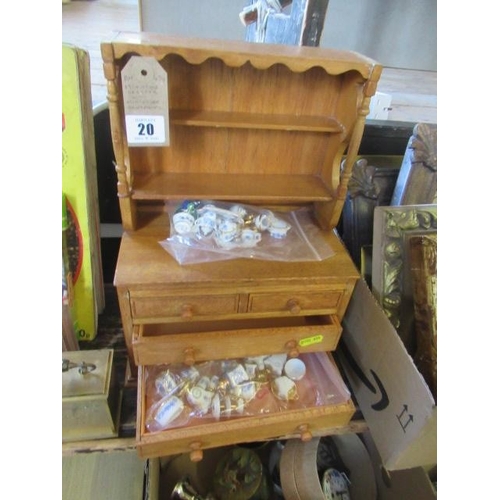 20 - MINIATURE DRESSER WITH MINIATURE ORNAMENTS