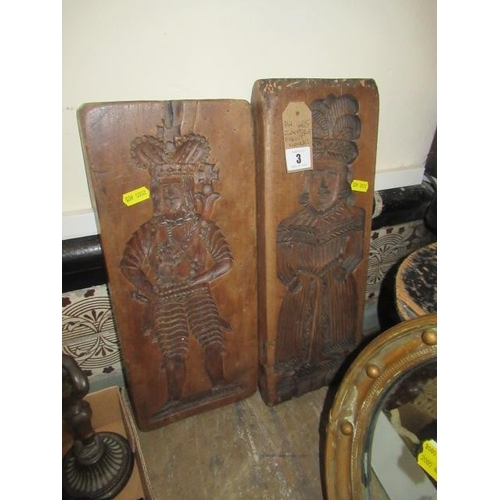 3 - TWO ANTIQUE BISCUIT MOULDS