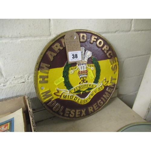 MIDDLESEX REGIMENT CAST IRON MILITARY PLAQUE