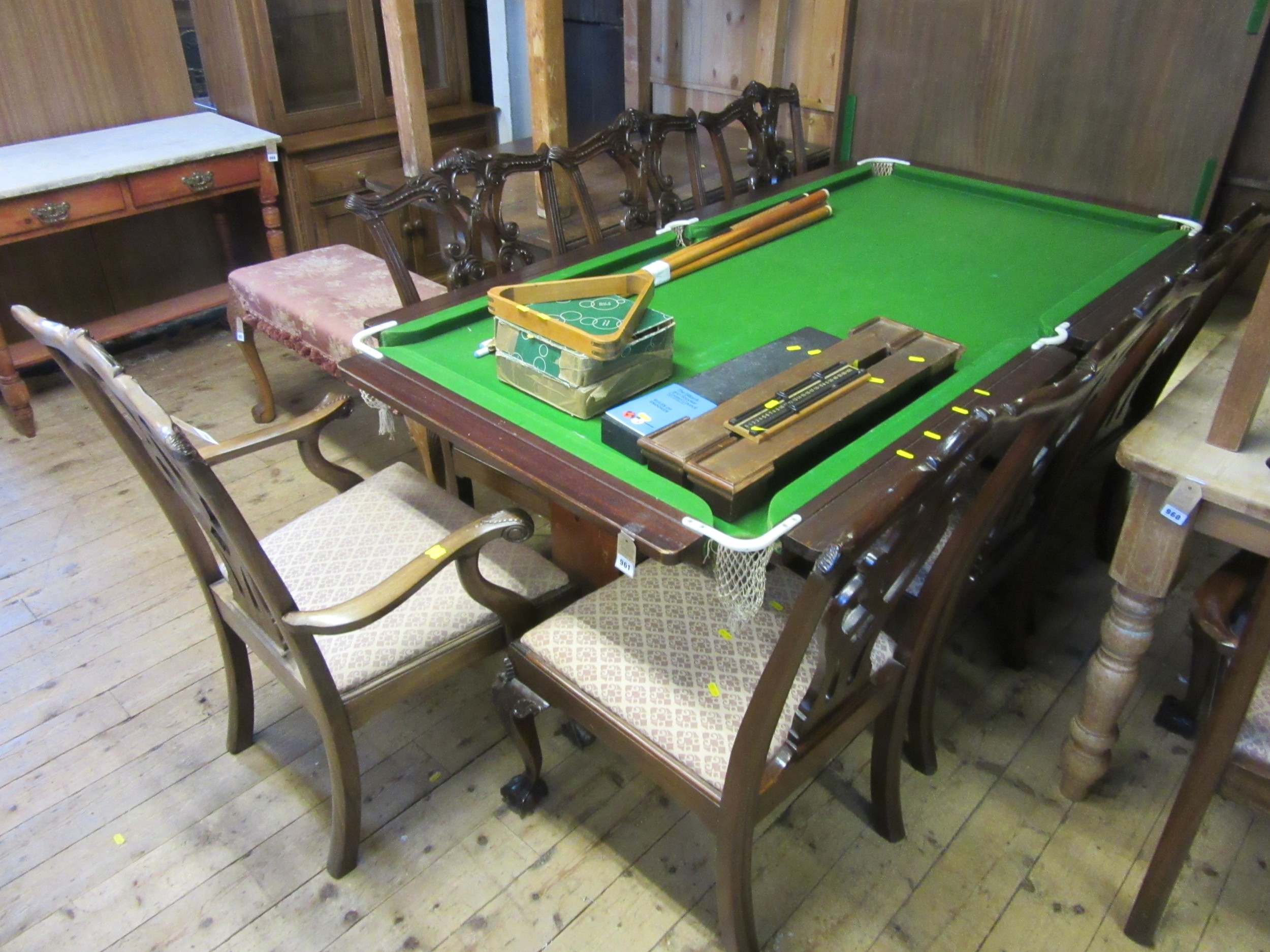 DINING / POOL TABLE WITH CUES AND BALLS