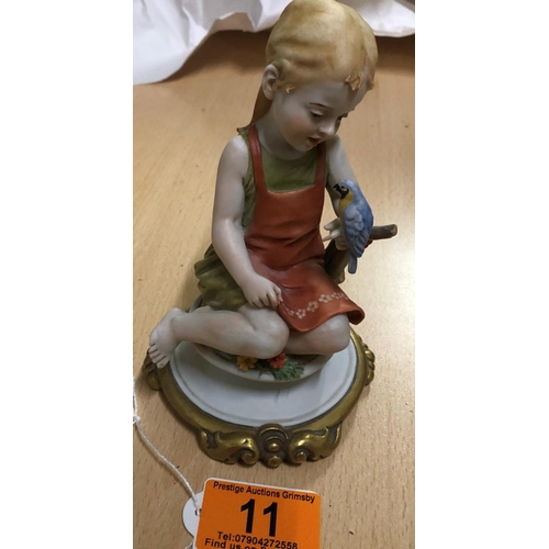 11 - italian pottery girl with bird