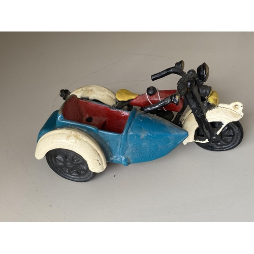 151 - vintage cast mototrbike and sidecar a/f