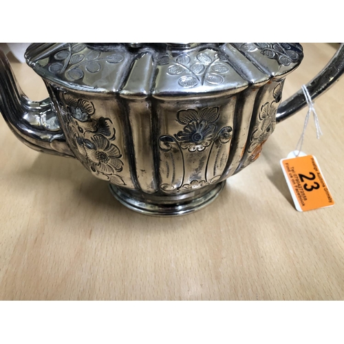 23 - antique heavy plated tea pot