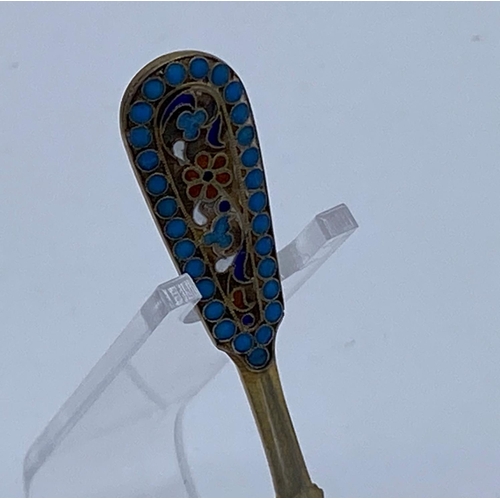 121 - imperial russian silver gilt and cloisonne caddy spoon gustav klingert moscow 1896. a truly stunning... 