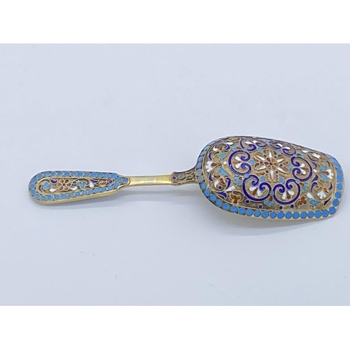 121 - imperial russian silver gilt and cloisonne caddy spoon gustav klingert moscow 1896. a truly stunning... 