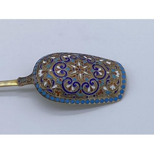 121 - imperial russian silver gilt and cloisonne caddy spoon gustav klingert moscow 1896. a truly stunning... 