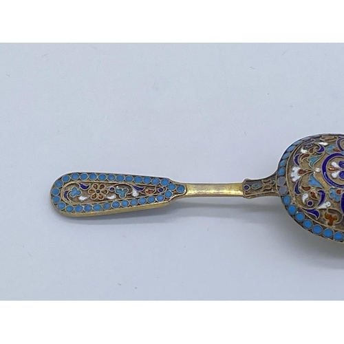 121 - imperial russian silver gilt and cloisonne caddy spoon gustav klingert moscow 1896. a truly stunning... 