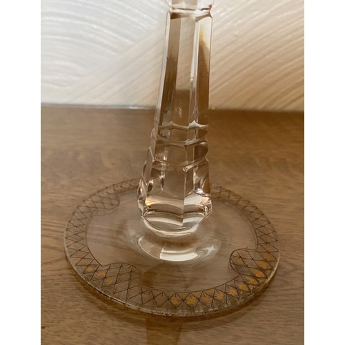 126 - Moser art nouveau hand cut hock glass iris design, the clear crystal glass has an inner casing of gr... 