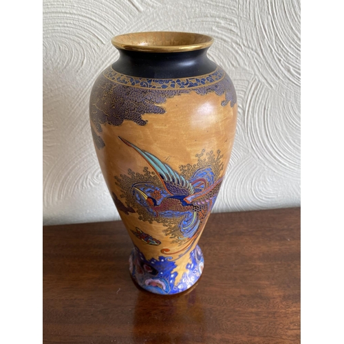 138 - Early carlton ware chinese bird and cloud vase 10 3/4