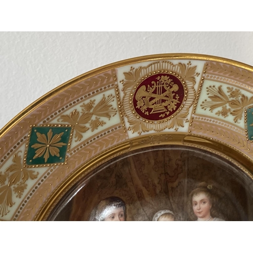 146 - Rosenthal plate painted by wagner showing children of charles 1st with dog theme vienna style. Signe... 