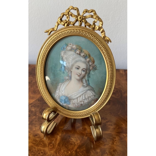 151 - victorian minature on ivory in pretty ormolu frame in excellent condition with amazing detail and go... 