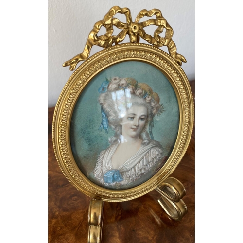 151 - victorian minature on ivory in pretty ormolu frame in excellent condition with amazing detail and go... 