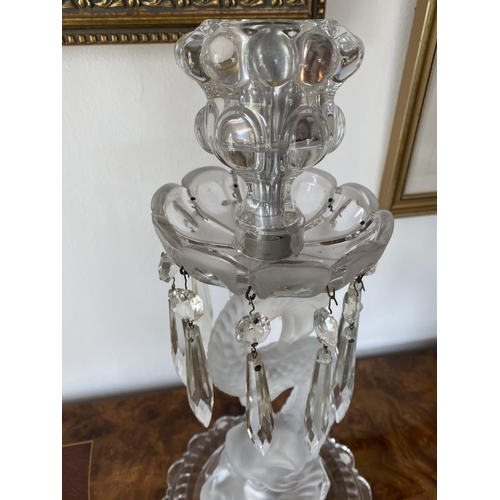 163 - Baccarat crystal dolphin candle stick complete with boneche and hanging crystal prisms vintage 1950-... 