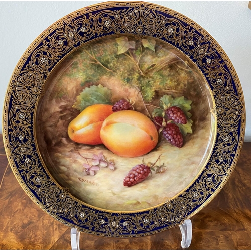 167 - Royal worcester cabinet plate decorated with a still life of fruit by richard sebright in perfect co... 