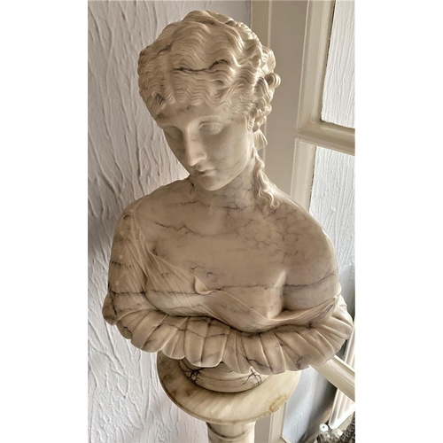 179 - clytie a bust after ridgway 1857 carrera marble nearly 14