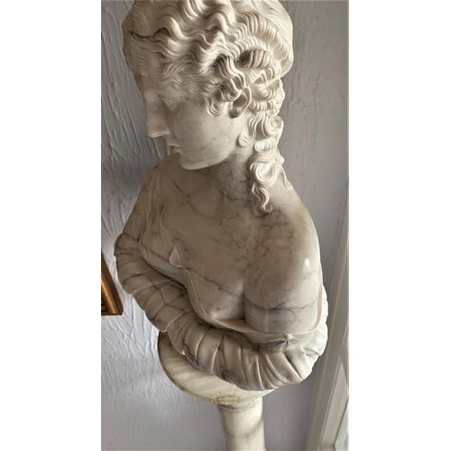 179 - clytie a bust after ridgway 1857 carrera marble nearly 14