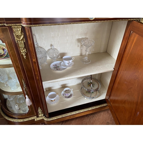 186 - Victorian period walnut and purple heart credenza with a large central sevres porcelain plaque circa... 