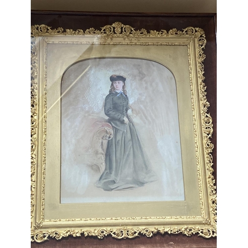 193 - early victorian lady in riding habit face inset and painted on ivory