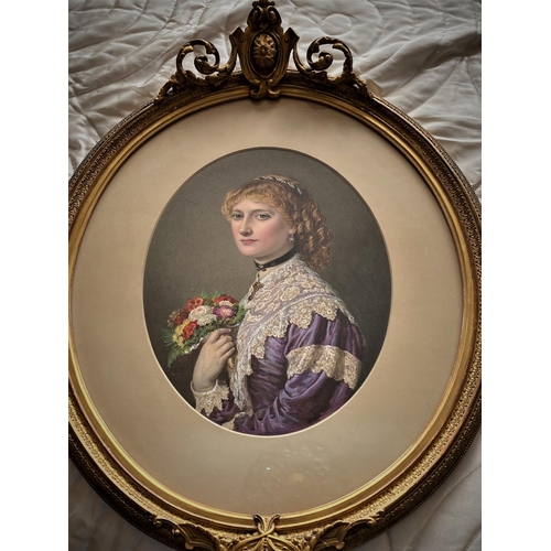 200 - Portrait of a young girl with a posy by william lucas