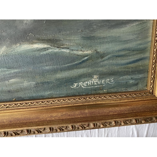 202 - Maritime scene by JR chivers oil painting framed 31