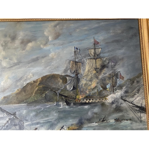 202 - Maritime scene by JR chivers oil painting framed 31