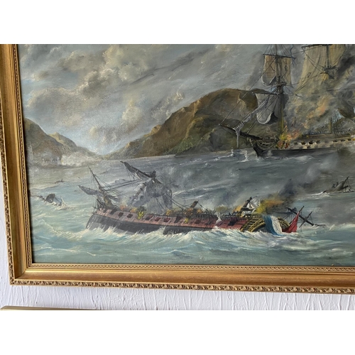 202 - Maritime scene by JR chivers oil painting framed 31