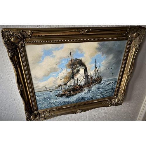 203 - Grimsby steam trawler oil painting by artist Keith Baldock 29