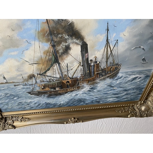 203 - Grimsby steam trawler oil painting by artist Keith Baldock 29