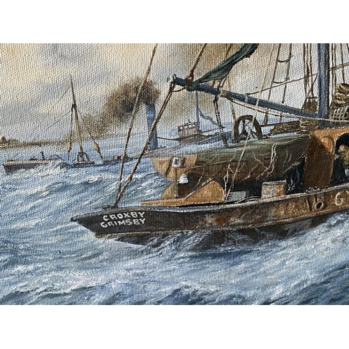 203 - Grimsby steam trawler oil painting by artist Keith Baldock 29