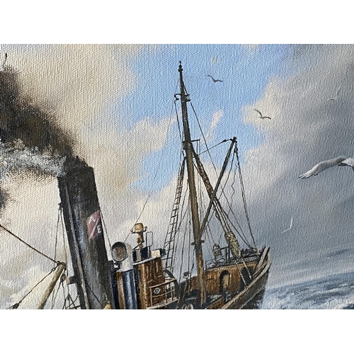 203 - Grimsby steam trawler oil painting by artist Keith Baldock 29