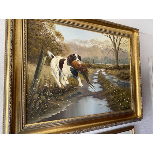 229 - David Waller oil on canvas The retrieve and features a cocker spaniel owned by Mr Denis Maltbt of wo... 