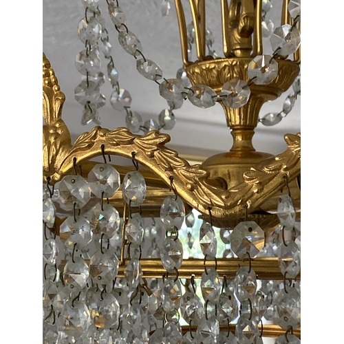 233 - Gold plated chandelier hangs 20