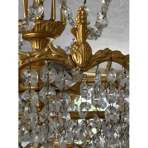 233 - Gold plated chandelier hangs 20