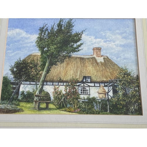 248 - framed watercolour by e littlewood of a thatched ciottage 17