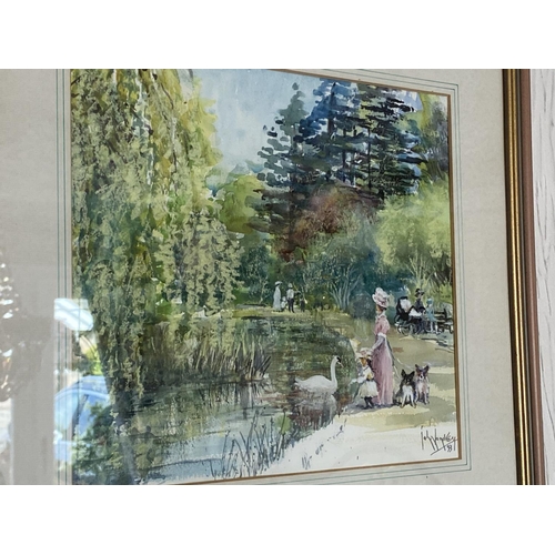 257 - Watercolour by john landley people by the river 17